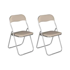 Ufficio|Cucina > Dmora Set 2 sedie pieghevoli imbottite beige struttura in metallo - Antenore Grigio, Beige