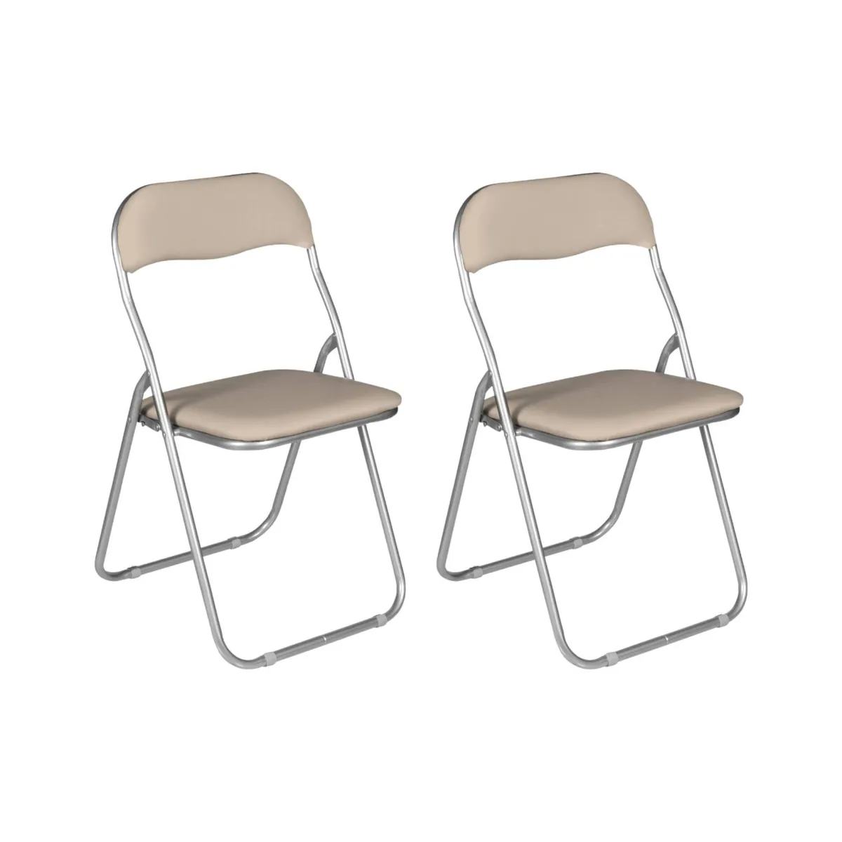 Ufficio|Cucina > Dmora Set 2 sedie pieghevoli imbottite beige struttura in metallo - Antenore Grigio, Beige