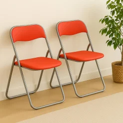Set 2 sedie pieghevoli imbottite rosse struttura in metallo - Antenore