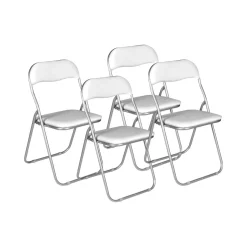 Set 4 sedie pieghevoli imbottite bianche struttura in metallo - Antenore