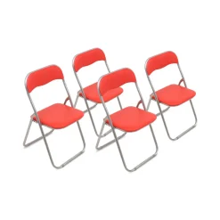 Set 4 sedie pieghevoli imbottite rosse struttura in metallo - Antenore