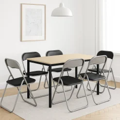 Set 6 sedie pieghevoli imbottite nere struttura in metallo - Antenore