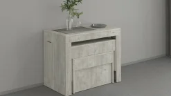 Set Tavolo E Sedie|Cucina > Dmora Set tavolo allungabile e 2 panche allungabili cemento 12 posti - Auditore Grigio Cemento