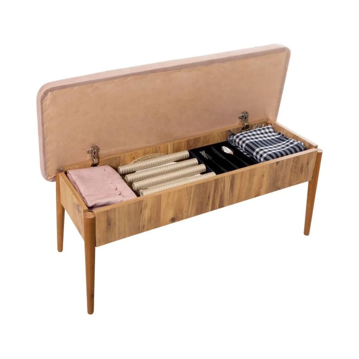 Set Tavolo E Sedie > Dmora Set tavolo allungabile 8 posti 2 sedie e 1 panca in legno - Padru Grigio Cemento, Marrone Quercia