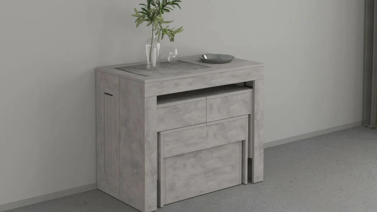 Set Tavolo E Sedie|Cucina > Dmora Set tavolo cucina estensibile e 2 panche estensibili 12 posti - Auditore Grigio