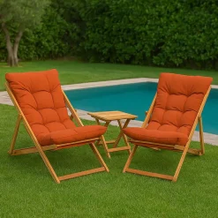 Set Tavolo E Sedie > Dmora Set Tavolo e Sedie 2 Posti Dimensione Tavolo 40x40h40 cm, Dimensione Seduta 59x44h90 cm - Leni Arancione