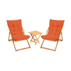 Set Tavolo E Sedie > Dmora Set Tavolo e Sedie 2 Posti Dimensione Tavolo 40x40h40 cm, Dimensione Seduta 59x44h90 cm - Leni Arancione