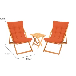 Set Tavolo E Sedie > Dmora Set Tavolo e Sedie 2 Posti Dimensione Tavolo 40x40h40 cm, Dimensione Seduta 59x44h90 cm - Leni Arancione
