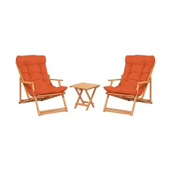 Set Tavolo e Sedie Arancione 2 Posti Dimensione Tavolo 40x40h40 cm, Dimensione Seduta 66x48h110 cm - Biagio