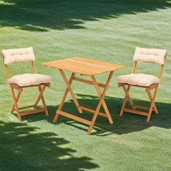 Set Tavolo E Sedie > Dmora Set Tavolo e Sedie 2 Posti Dimensione Seduta 40x30h81 cm, Dimensione Tavolo 80x60h72 cm - Nazzano Bianco Crema