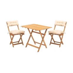 Set Tavolo E Sedie > Dmora Set Tavolo e Sedie 2 Posti Dimensione Seduta 40x30h81 cm, Dimensione Tavolo 80x60h72 cm - Nazzano Bianco Crema