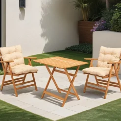 Set Tavolo E Sedie > Dmora Set Tavolo e Sedie 4 Posti Dimensione Seduta 110x51h86 cm, Dimensione Tavolo 135x75h74 cm - Frigento Bianco Crema