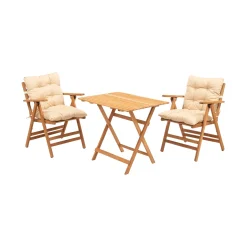 Set Tavolo E Sedie > Dmora Set Tavolo e Sedie 4 Posti Dimensione Seduta 110x51h86 cm, Dimensione Tavolo 135x75h74 cm - Frigento Bianco Crema