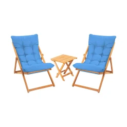 Set Tavolo E Sedie > Dmora Set Tavolo e Sedie 2 Posti Dimensione Tavolo 40x40h40 cm, Dimensione Seduta 66x48h111 cm - Biagio Blu