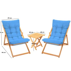 Set Tavolo E Sedie > Dmora Set Tavolo e Sedie 2 Posti Dimensione Tavolo 40x40h40 cm, Dimensione Seduta 66x48h111 cm - Biagio Blu