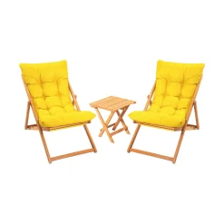 Set Tavolo E Sedie > Dmora Set Tavolo e Sedie 2 Posti Dimensione Tavolo 40x40h40 cm, Dimensione Seduta 66x48h112 cm - Biagio Giallo