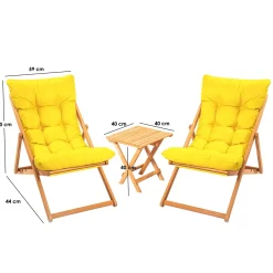 Set Tavolo E Sedie > Dmora Set Tavolo e Sedie 2 Posti Dimensione Tavolo 40x40h40 cm, Dimensione Seduta 66x48h112 cm - Biagio Giallo