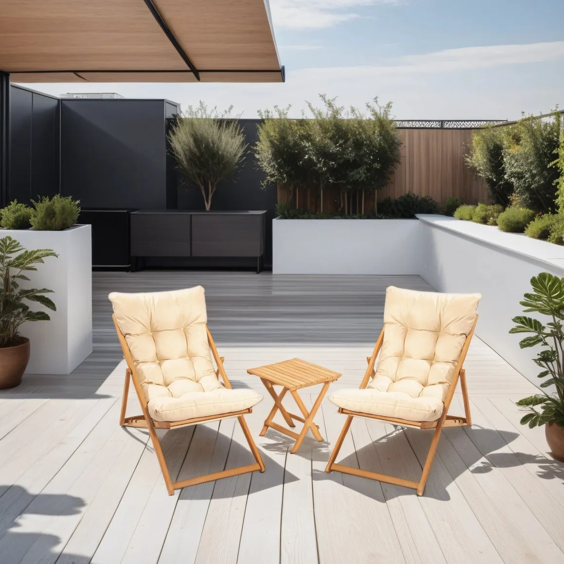 Set Tavolo e Sedie Marrone Bianco Crema 2 Posti Dimensione Seduta 59x44h90 cm, Dimensione Tavolo 40x40h40 cm - Leni