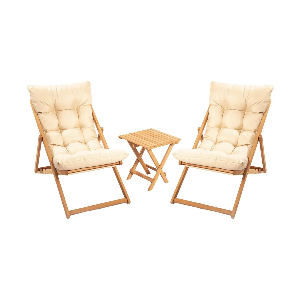 Set Tavolo e Sedie Marrone Bianco Crema 2 Posti Dimensione Seduta 59x44h90 cm, Dimensione Tavolo 40x40h40 cm - Leni