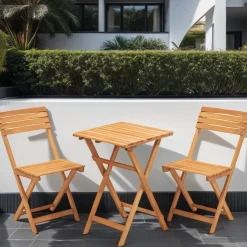 Set Tavolo E Sedie > Dmora Set Tavolo e Sedie 2 Posti Dimensione Tavolo 50x50h72 cm, Dimensione Seduta 40x30h81 cm - Isso Marrone