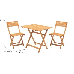 Set Tavolo e Sedie Marrone 2 Posti Dimensione Tavolo 80x60h72 cm, Dimensione Seduta 40x30h81 cm - Nazzano