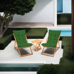 Set Tavolo E Sedie > Dmora Set Tavolo e Sedie 2 Posti Dimensione Tavolo 40x40h40 cm, Dimensione Seduta 59x44h90 cm - Leni Verde