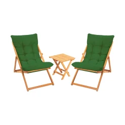 Set Tavolo E Sedie > Dmora Set Tavolo e Sedie 2 Posti Dimensione Tavolo 40x40h40 cm, Dimensione Seduta 59x44h90 cm - Leni Verde