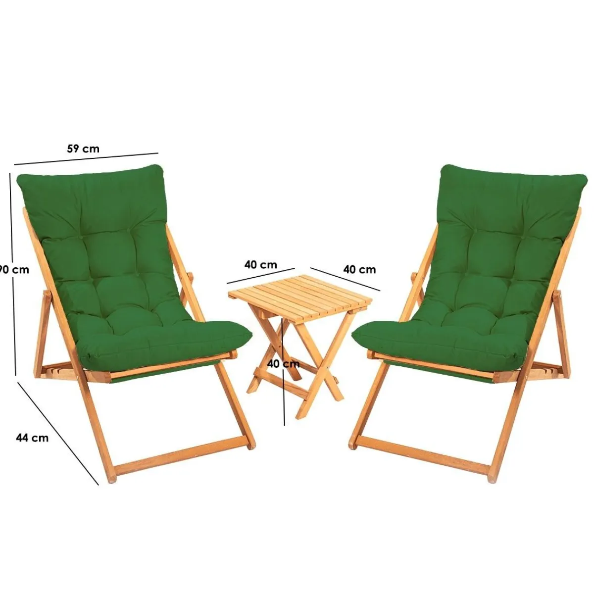 Set Tavolo E Sedie > Dmora Set Tavolo e Sedie 2 Posti Dimensione Tavolo 40x40h40 cm, Dimensione Seduta 59x44h90 cm - Leni Verde