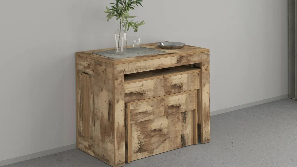 Set Tavolo E Sedie|Cucina > Dmora Set tavolo estensibile e 2 panche estensibili acero 12 posti - Auditore Marrone Acero
