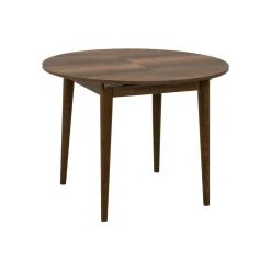 Set Tavolo E Sedie|Cucina > Dmora Set tavolo rotondo allungabile e 2 sedie imbottite - Bee Nero Antracite, Marrone Noce
