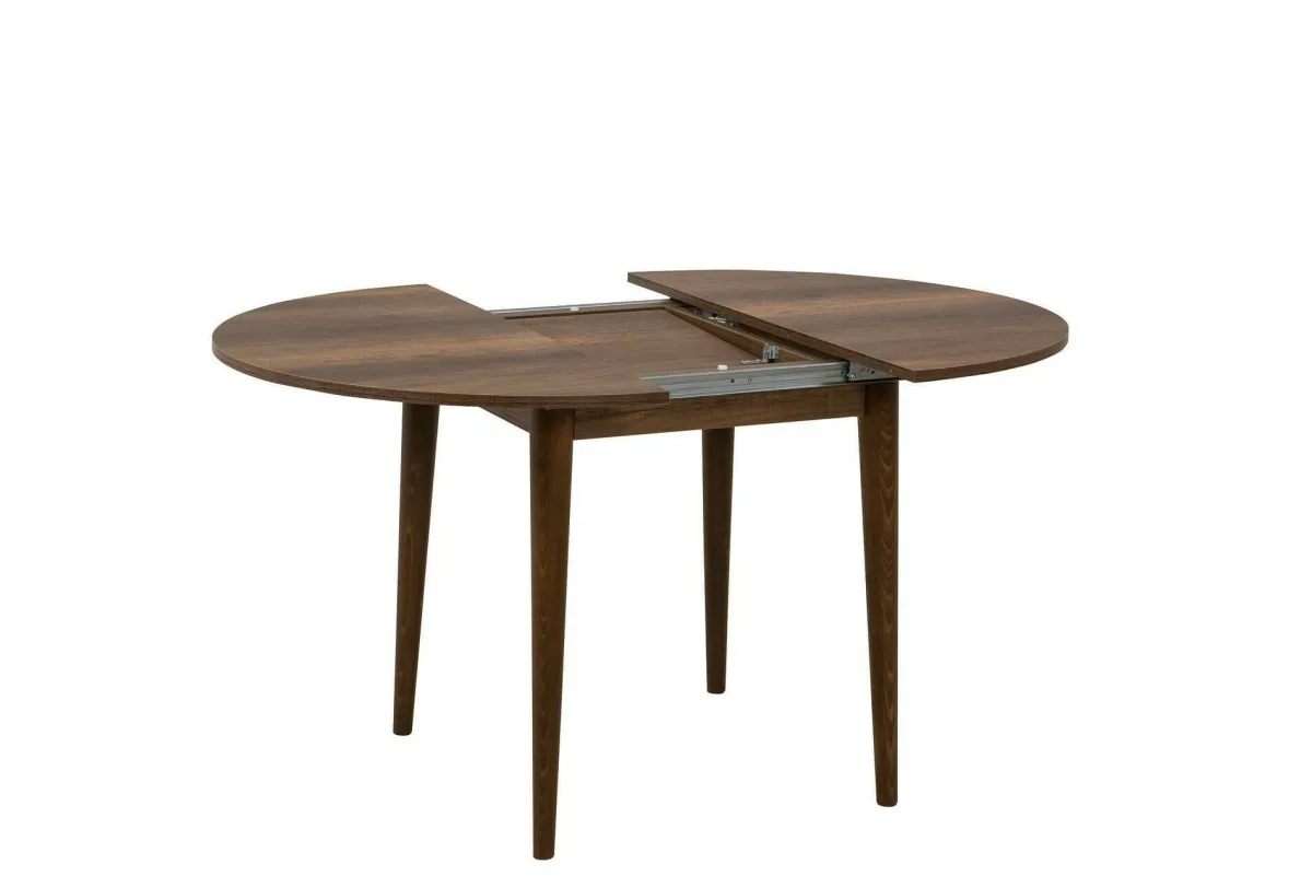 Set Tavolo E Sedie|Cucina > Dmora Set tavolo rotondo allungabile e 2 sedie imbottite - Bee Nero Antracite, Marrone Noce