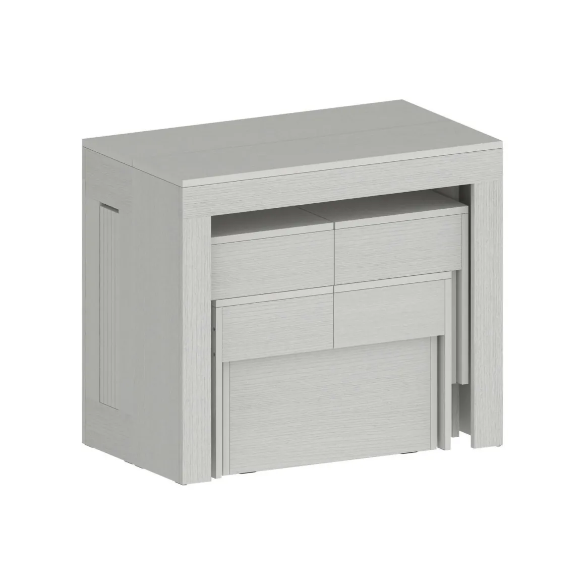 Set tavolo soggiorno estensibile e 2 panche estensibili bianco 12 posti - Auditore