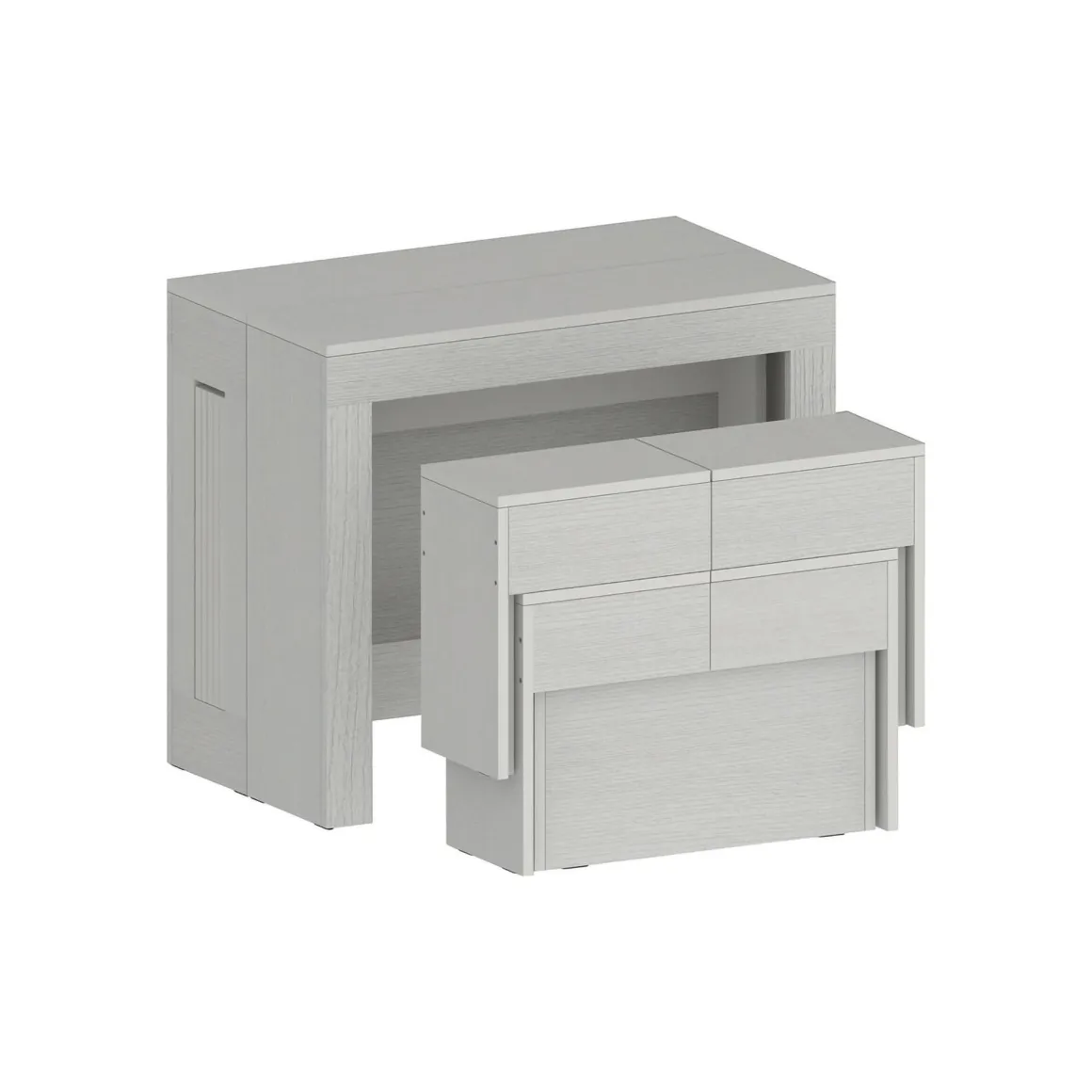 Set tavolo soggiorno estensibile e 2 panche estensibili bianco 12 posti - Auditore
