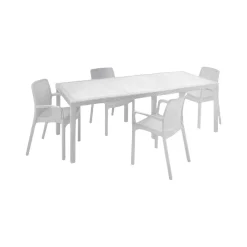Set Tavolo E Sedie > Dmora Set terrazzo tavolo estensibile 10 posti e 4 sedie - Cortanze Bianco