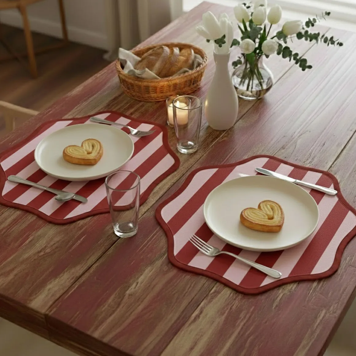 Tovaglie|Tovagliette > Dmora Set 2 Tovagliette/Sottopiatti in Ecopelle Hati, Rosso e Rosa 40x40 cm, Coppia bicolore, Lavabili e Antiscivolo, Indoor/Outdoor, Made in Italy Rosa, Rosso