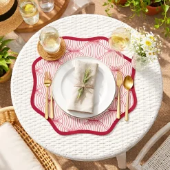 Tovaglie|Tovagliette > Dmora Set 2 Tovagliette/Sottopiatti in Ecopelle Serce, Rosso e Rosa 40x40 cm, Fantasia pied de poule, Lavabili e Antiscivolo, Indoor/Outdoor, Made in Italy Rosa, Rosso