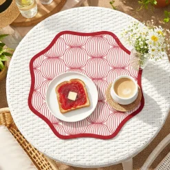 Tovaglie|Tovagliette > Dmora Set 2 Tovagliette/Sottopiatti in Ecopelle Serce, Rosso e Rosa 40x40 cm, Fantasia pied de poule, Lavabili e Antiscivolo, Indoor/Outdoor, Made in Italy Rosa, Rosso