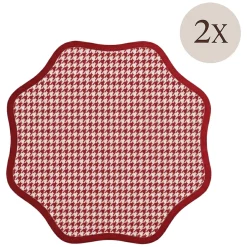 Set 2 Tovagliette/Sottopiatti in Ecopelle Tim, Rosso e Rosa 40x40 cm, Micro pied de poule, Lavabili e Antiscivolo, Indoor/Outdoor, Made in Italy