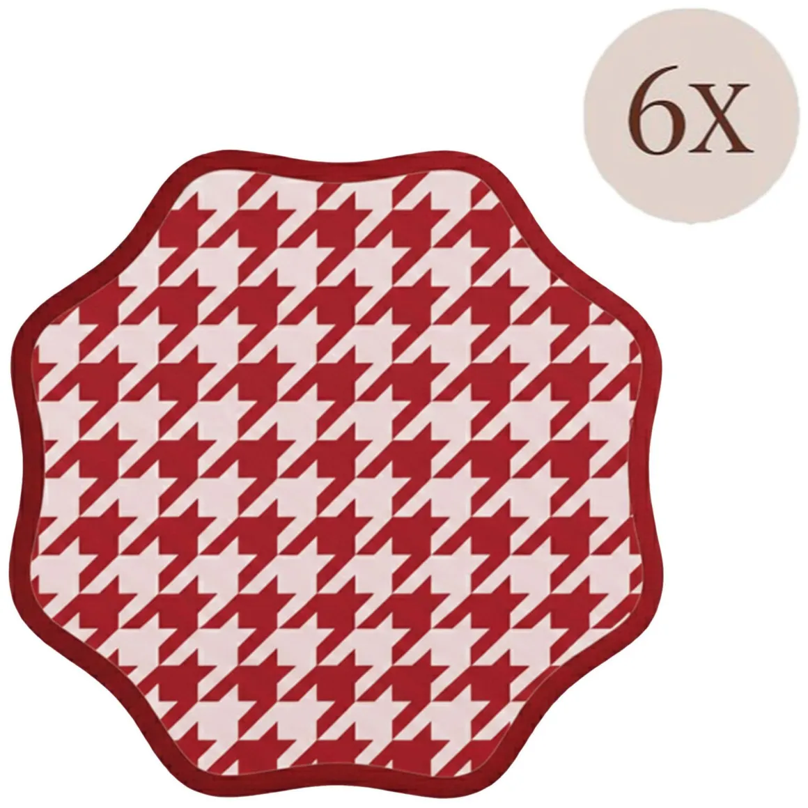 Tovaglie|Tovagliette > Dmora Set 6 Tovagliette/Sottopiatti in Ecopelle Tim, Rosso e Rosa 40x40 cm, Micro pied de poule, Lavabili e Antiscivolo, Indoor/Outdoor, Made in Italy Rosa, Rosso