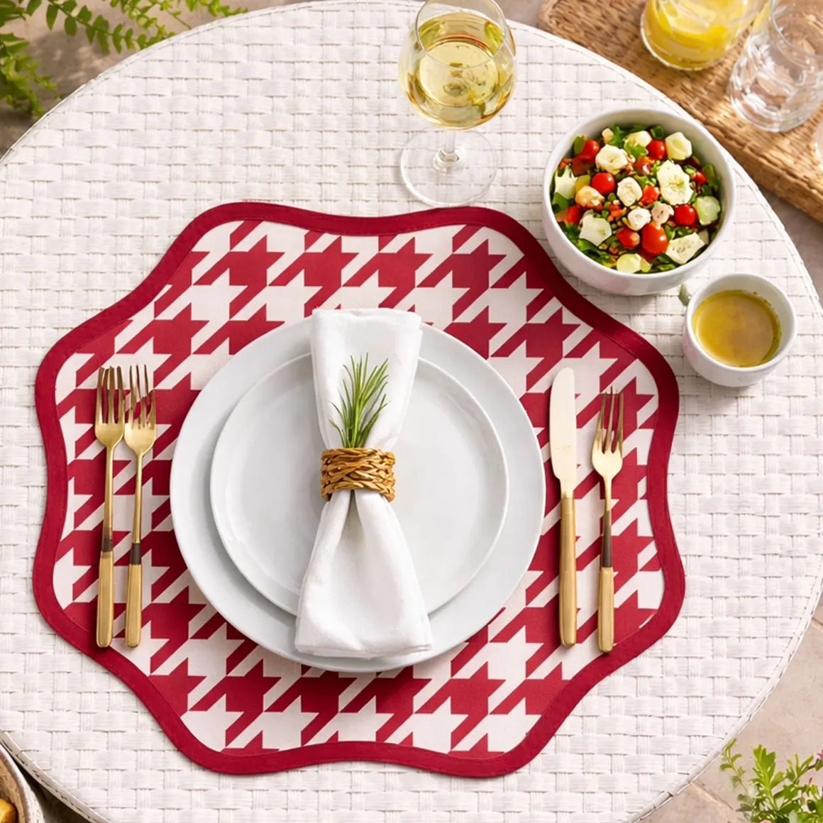 Tovaglie|Tovagliette > Dmora Set 6 Tovagliette/Sottopiatti in Ecopelle Tim, Rosso e Rosa 40x40 cm, Micro pied de poule, Lavabili e Antiscivolo, Indoor/Outdoor, Made in Italy Rosa, Rosso