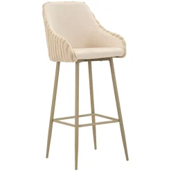 Sgabelli > Dmora Sgabello Bianco Crema Beige Imbottito set da 2 con Schienale 55x58x106h cm, Altezza Seduta 77 cm - Kalpa Beige, Bianco Crema