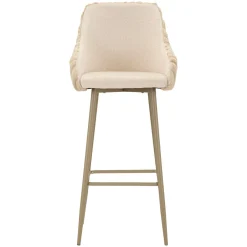 Sgabello Bianco Crema Beige Imbottito set da 2 con Schienale 52x46x111h cm, Altezza Seduta 78 cm - Spiti