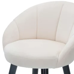 Sgabello Bianco Crema Nero Imbottito Rivestimento in Velluto 55x56x104h cm, Materiale Struttura in Tessuto - Huanca