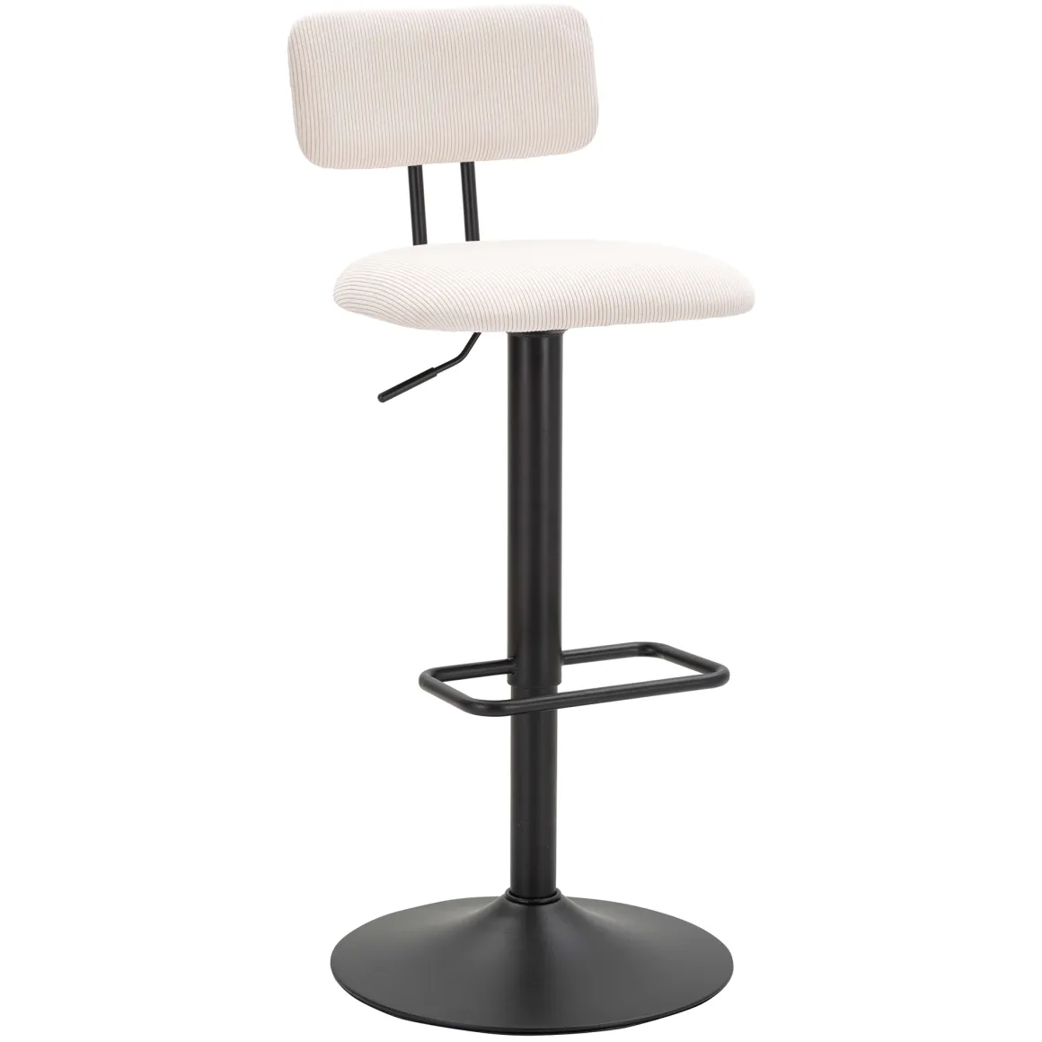 Sgabello Bianco Crema Nero Regolabile con Schienale 41x48x85h cm, Imbottito - Mirea