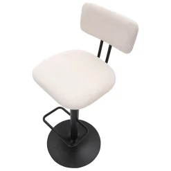 Sgabello Bianco Crema Nero Regolabile con Schienale 41x48x85h cm, Imbottito - Mirea