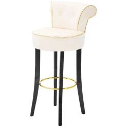 Sgabello Bianco Crema Nero Rivestimento in Velluto Imbottito 46x48x96h cm, Sfumatura Colore Seduta Crema - Tupiza