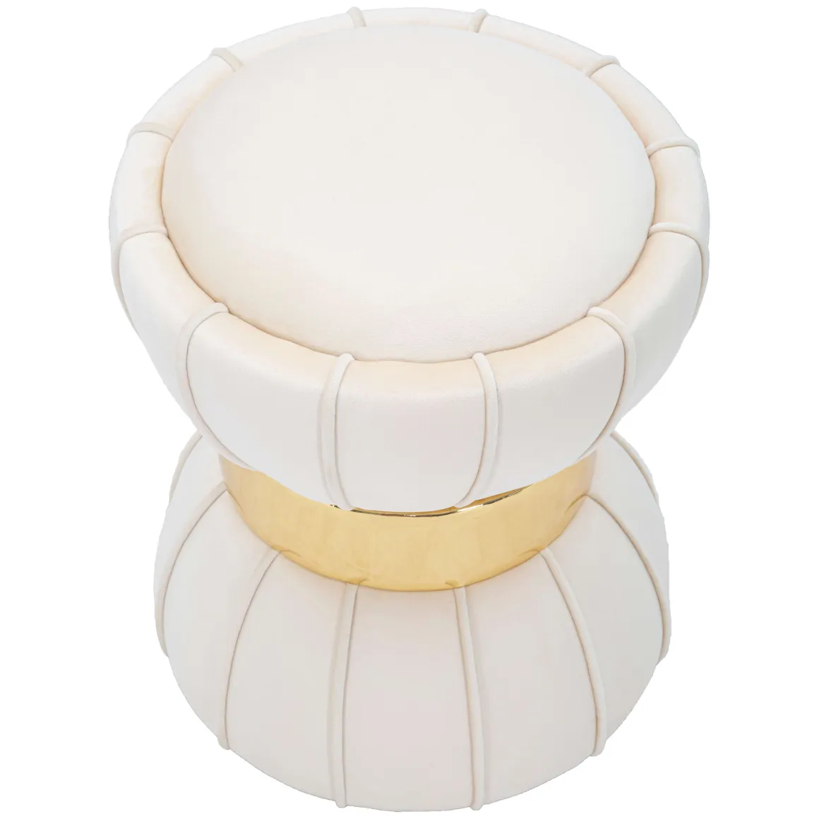 Sgabello Bianco Crema oro Rivestimento in Velluto Imbottito 40x40x44h cm, Sfumatura Colore Seduta Crema - Samaip
