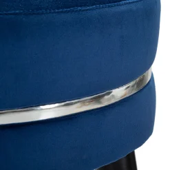 Sgabelli > Dmora Sgabello blu Argento Rivestimento in Velluto Imbottito 35x35x74h cm, Colore Seduta blu - Bran Argento, Blu