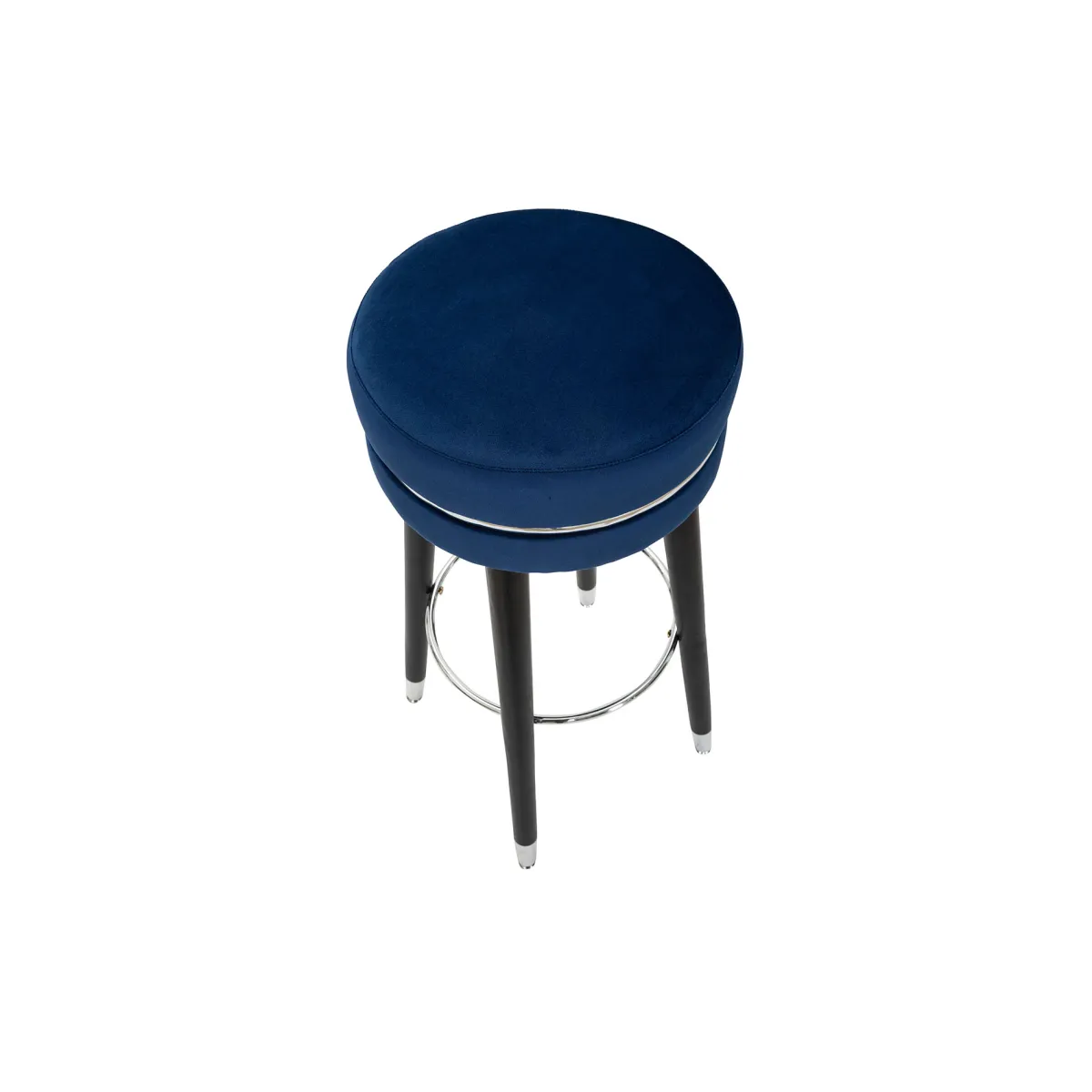 Sgabelli > Dmora Sgabello blu Argento Rivestimento in Velluto Imbottito 35x35x74h cm, Colore Seduta blu - Bran Argento, Blu