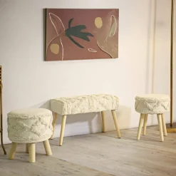 Sgabello classico rivestito in tessuto 35x35x40h cm bianco - Bridges